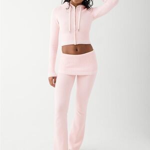 Frankie’s bikinis Rosebud Pink Ribbed Flare Pants - NWT